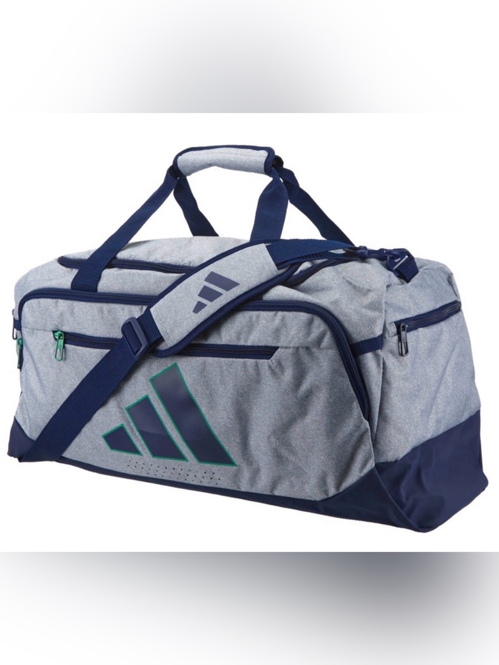 Adidas Medium Grey Blue Unisex Duffel Bag for Gym Sports Travel School NEW
